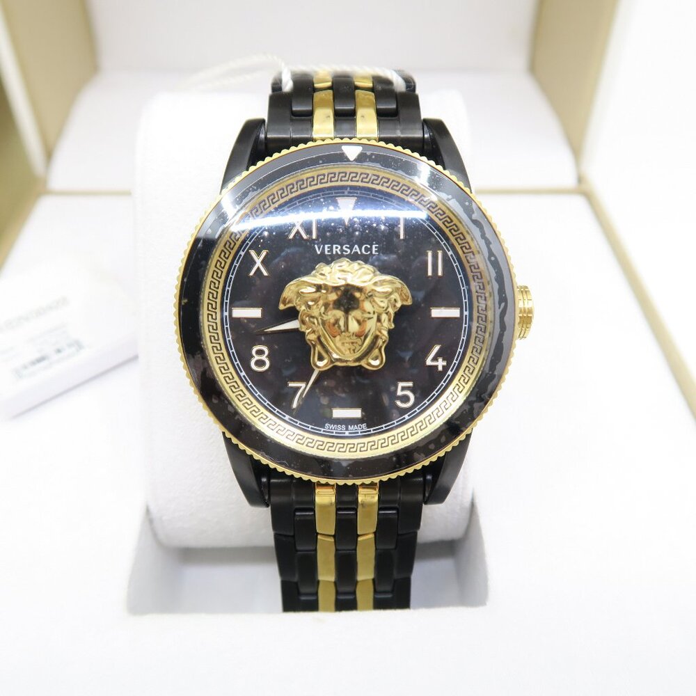 Versace VE2V00422 V-Palazzo, Greca Two Tone 43mm Swiss Made Watch for Men.